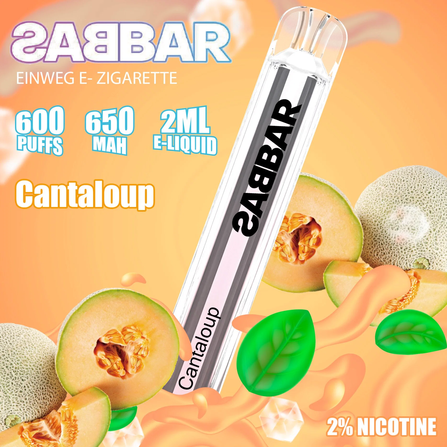 Spain Hot Stock Available Disposable Vape Sabbar 600puffs 2ml Great Flavor Eliquid Vapor Ecig