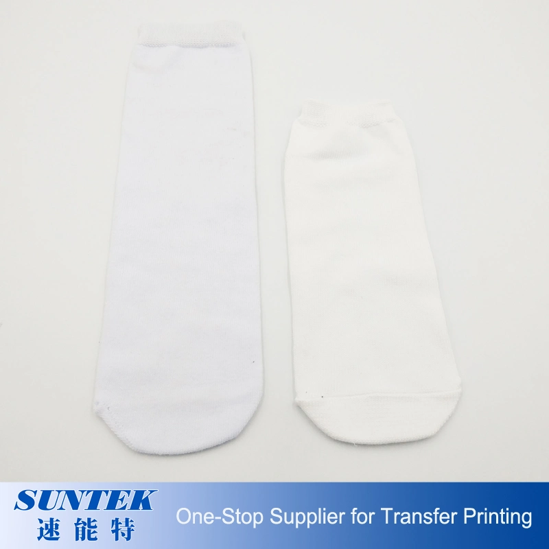 Sublimation Blank Polyester Short Sock White Heel