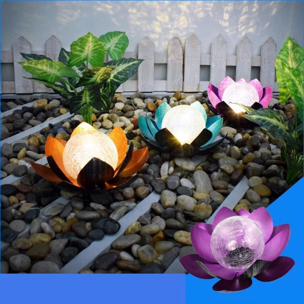 Ferro LED Lotus Luz Solar Piscina Jardim Europeu Lâmpada Landscape Holiday Garden Courtyard Lâmpadas Decoração Caminho Bl20929