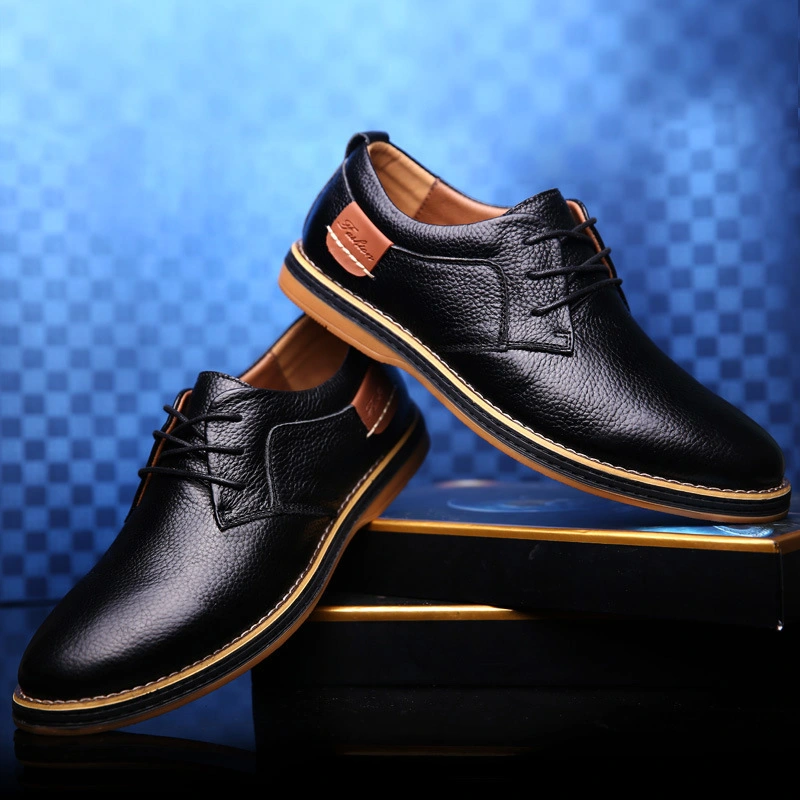 Men's Business Casual Shoes British Trend Blue Shoes Leather Shoes