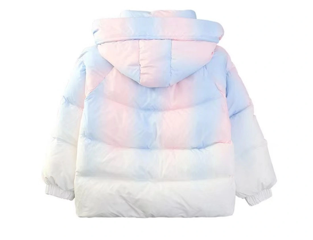 Chaqueta de algodón de plumón estilo corto con cuello de soporte de peluche para chica Ligero con cremallera