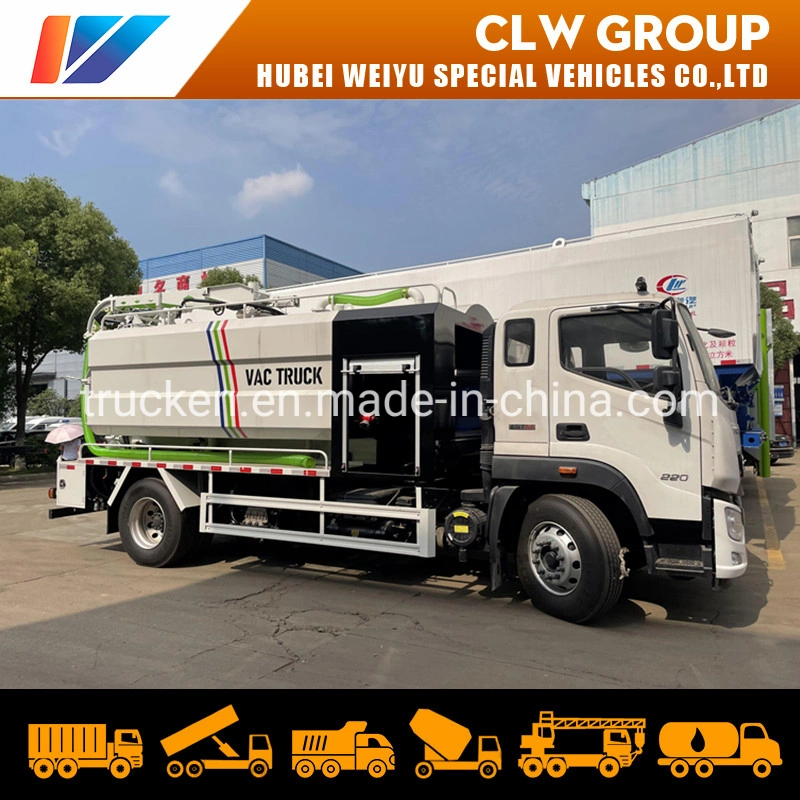 Foton/HOWO/JAC 4X2 12 Tons Vacuum Sewage/Sludge Cleaning Suction Truck