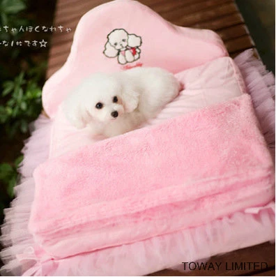 La princesa Rosa de encaje suave sofá camas para perros mascotas cojines