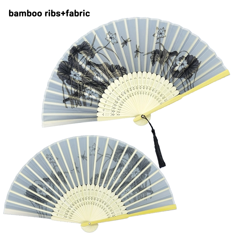 Custom Logo Bamboo Craft Silk Hand Fan in Gift Box for Wedding Bridal Shower Party Guests Favor Gifts Souvenir