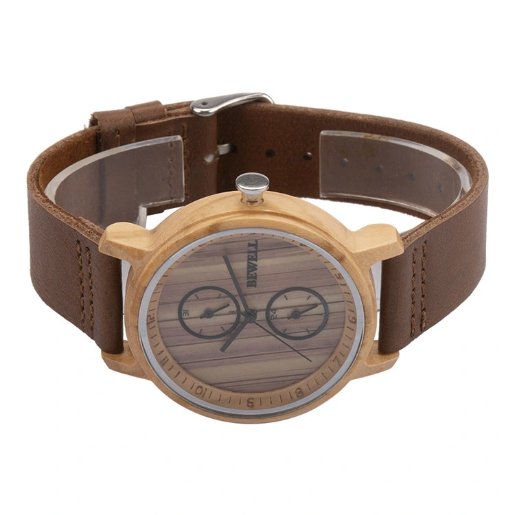 Wholesale/Supplier Personalized Gifts Multifunctional Nature Bamboo Wooden Watch with Leather Strap