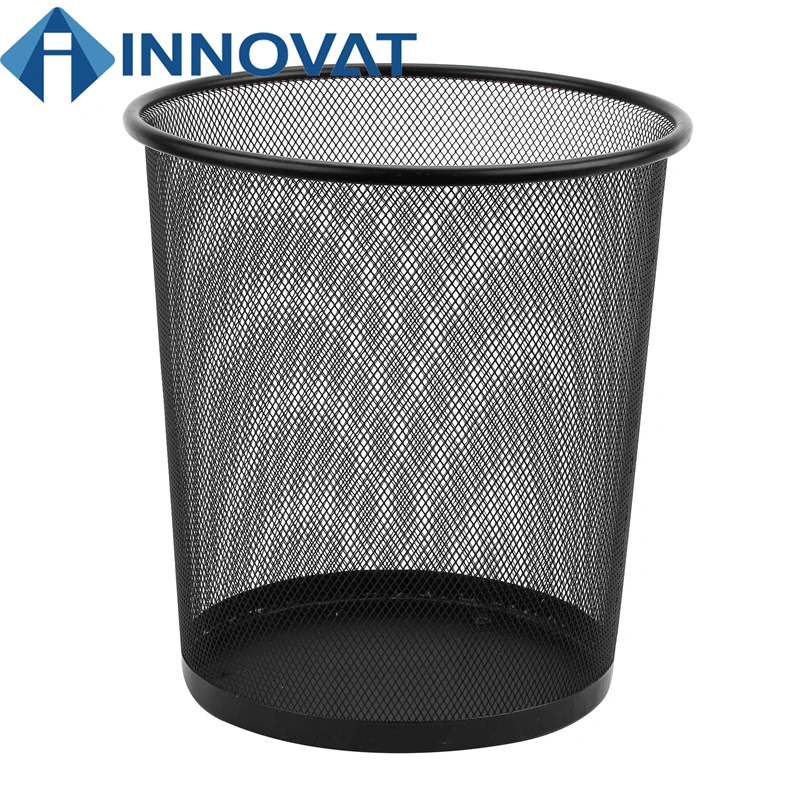Metal Iron Steel Mesh Wire Basket /Waste Bin Garbage Bin/Household Round Black Paper Trash Can