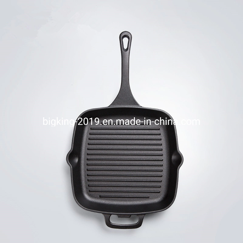 Factory Price Cast Iron Cookware 11'' Square Steak Pan Cast Iron Grill Pan