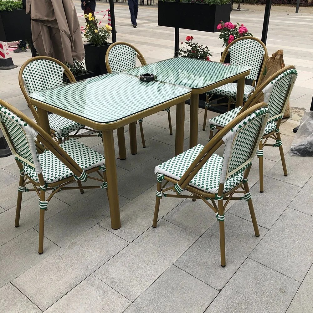 Meubles extérieurs café en rotin PE Table et chaises patio Ensembles de jardin