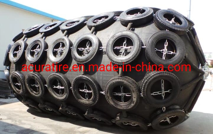 Pneumatic Rubber Marine Fender with Galvanized Chain and Tire Made in China