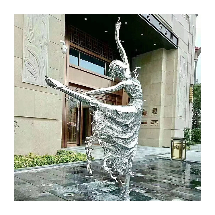 Outdoor Modern Mirror Polished Metal Figure Statue Stainless Steel Sculpture