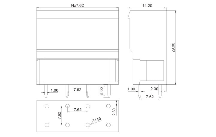 Big Current 7.62mm Pitch Plugable Electric Connector Terminal Blocks