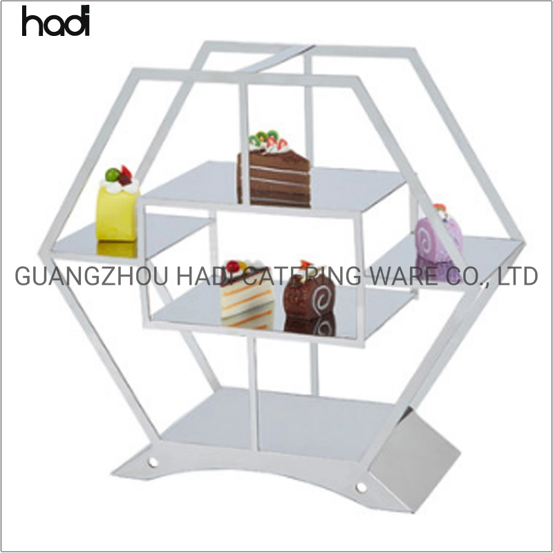 Hadi Table Top Party 3 Tier Dessert Risers Round Cake Display Stand Buffet Service Cupcake Glass Cake Display Platter Metal Wedding Decorated Cake Display Stand