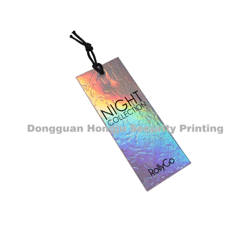 Custom Shape Luxury Laser Hanging Label Swing Hologram Paper Hang Tag Holographic Hangtag for Clothing Garment