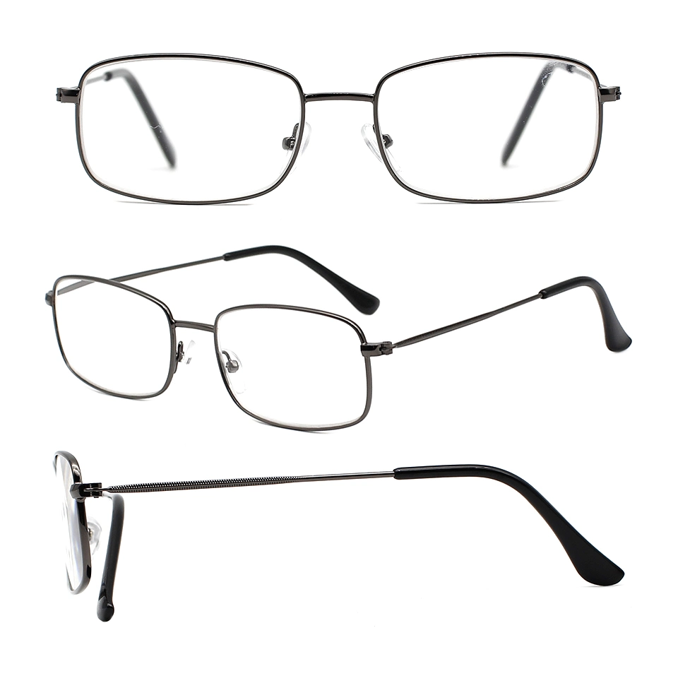 Design Demi-cerclé Rectangle Cadre Creux Élégant Lunettes de Lecture en Métal (WRM20034)