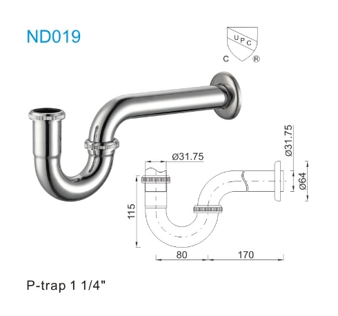 1"1/4 tubular de acero inoxidable trampa P/S/Trampa la trampa de la botella de ND019-Ss Sifon fregadero Siphone residuos purgador