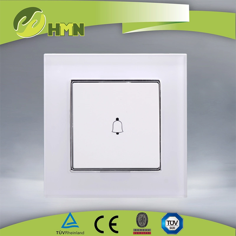 TUV CE CB European standard certified toughened glass 1gang BLACK bell push switch