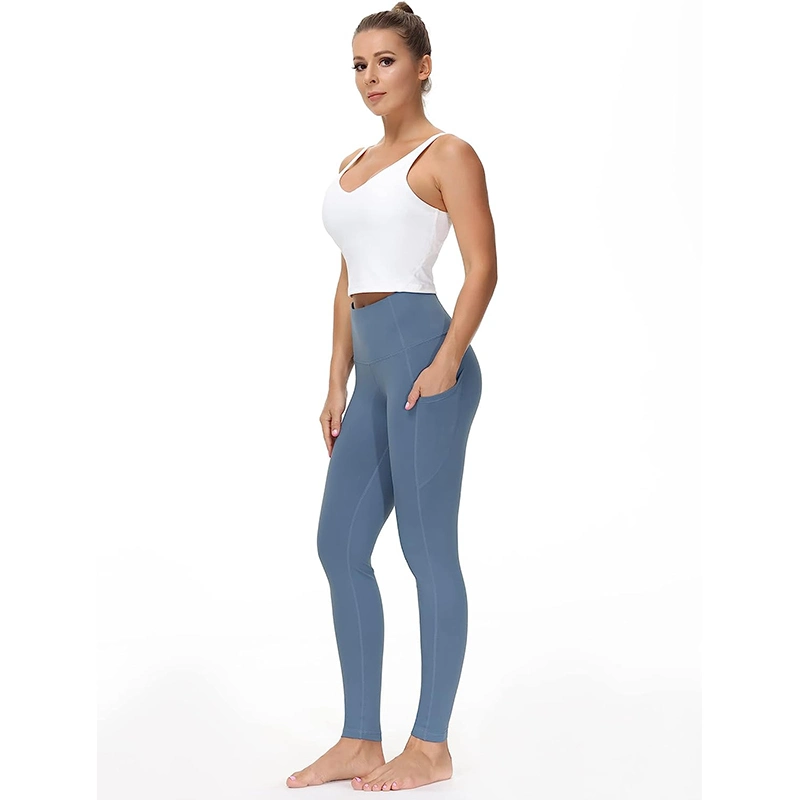 Design personalizado de fábrica banda de cintura subida com elasticidade em quatro direções Calças de ioga Buttery Soft Tummy Control para mulher para treino de corrida Tights