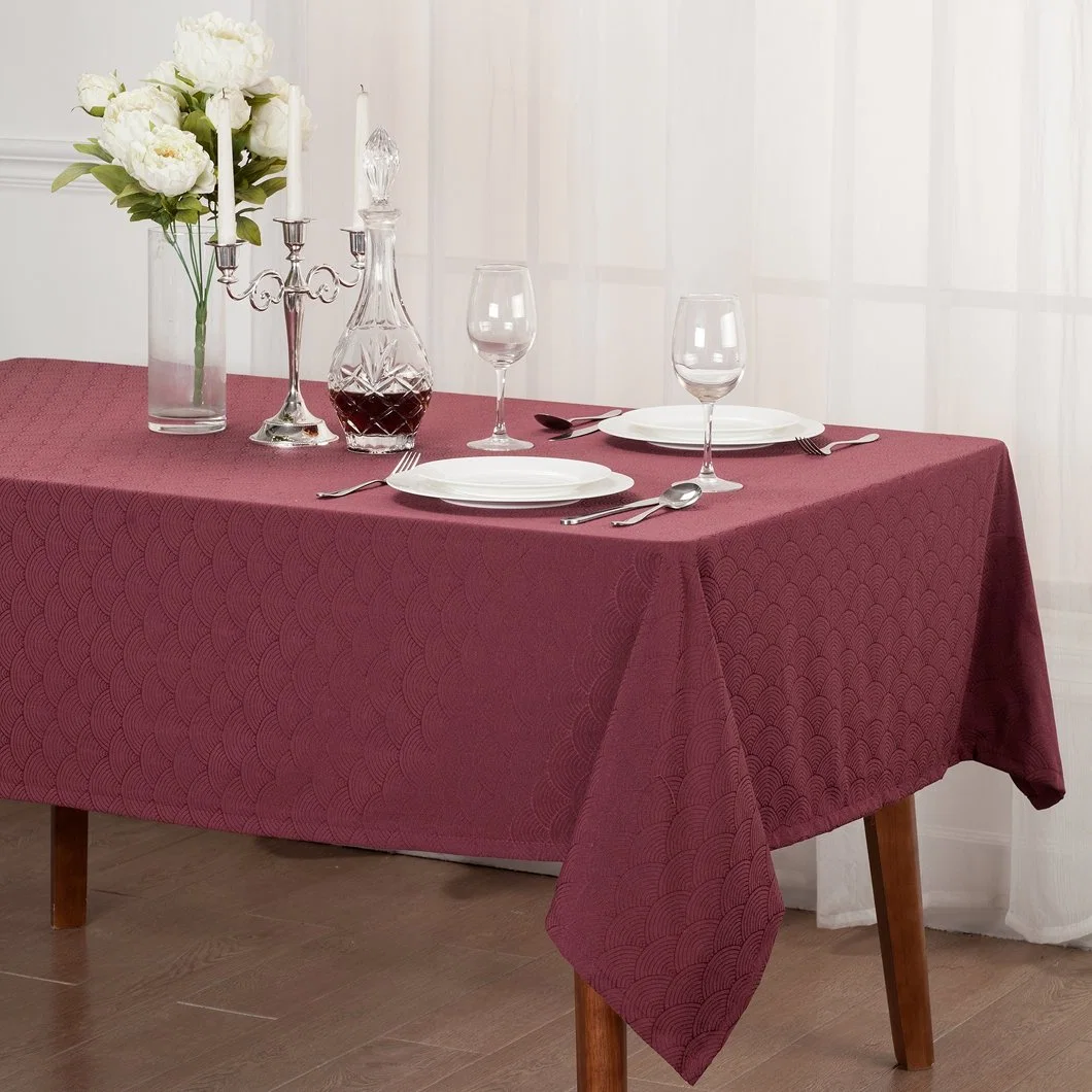 Factory Hot Sale Polyester Cotton Yarn Dyed Jacquard Tablecloth Table cloth