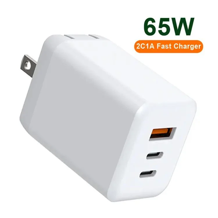 Universal 65W GaN Portable USB C Wall Charger Type C Fast Charger for MacBook PRO 3-Port Foldable USB C Power Adapter