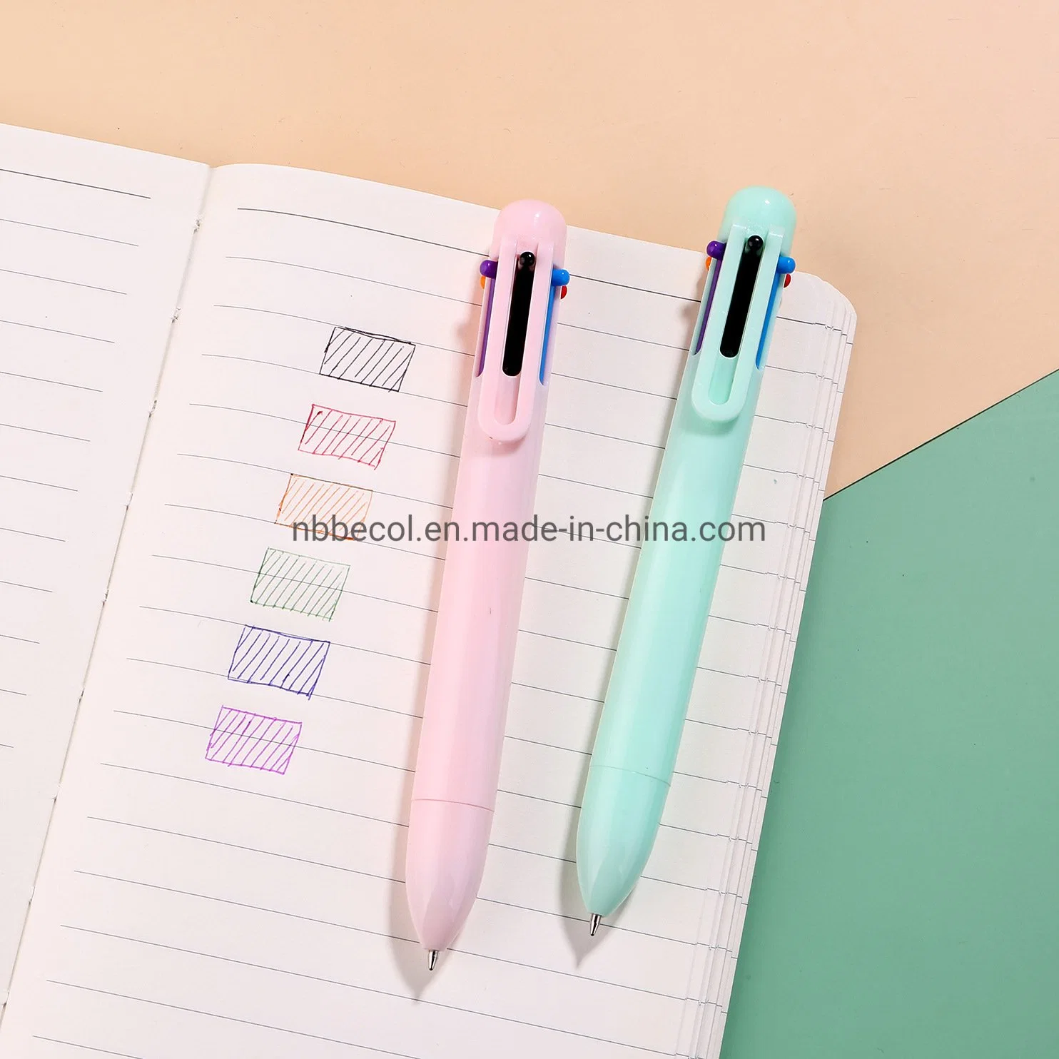 Promotional 6 in 1 Multi Color Plastic Ball Pen for Gift