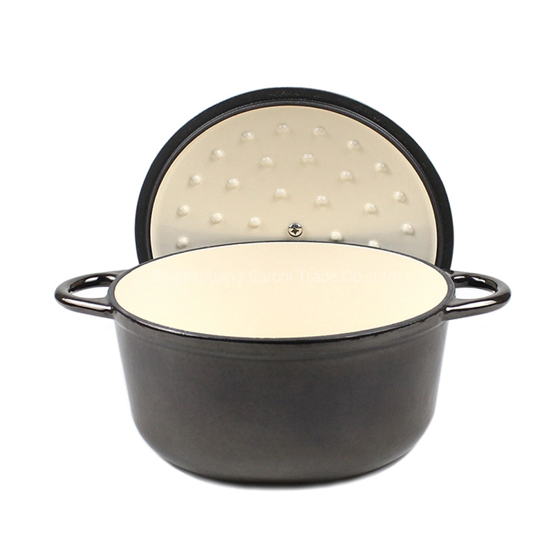 Ferro Fundido Esmaltado Ovenproof Nonstick cinza do forno Holandês com tampa resistente