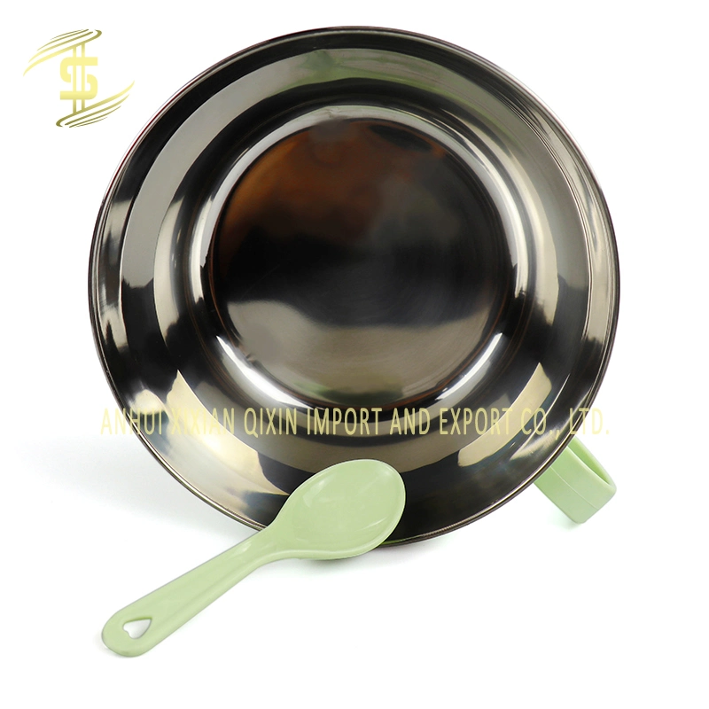 Stainless Steel Colorful Dinner Bowl with Lid, Single Ear 14cm, 15cm with Spoon