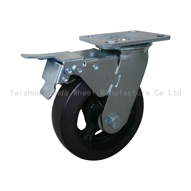 6 Inch Heavy Duty Rubber Caster with Cast Iron Wheel