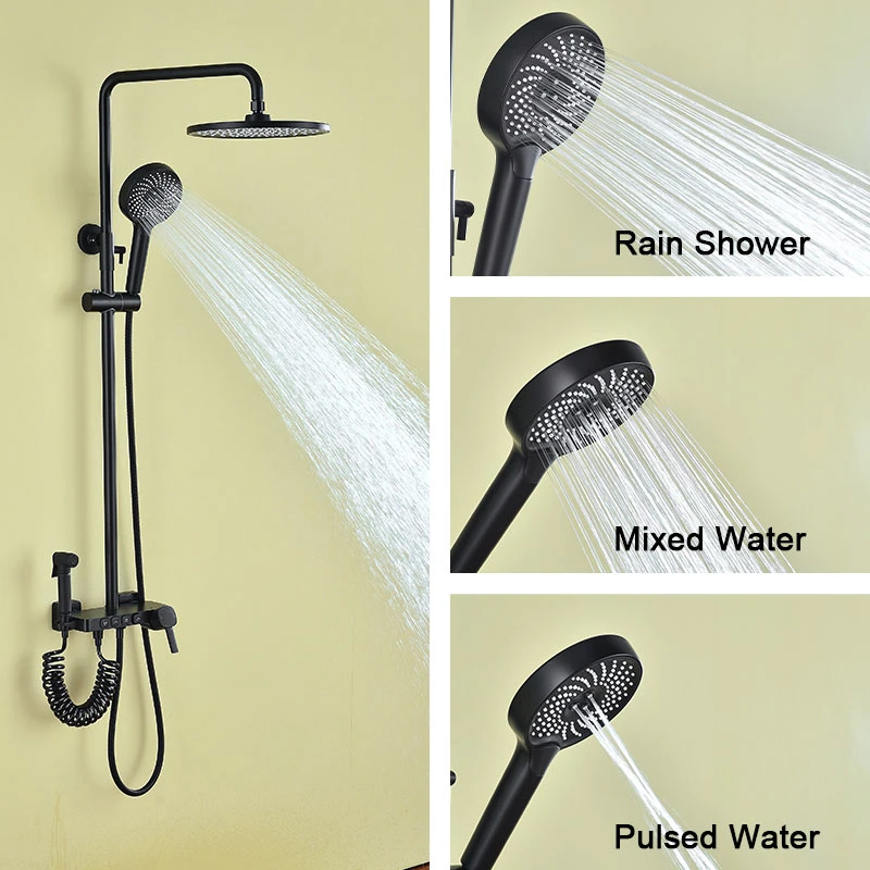 Thermostatic Hot Cold Water Mixer Tap Mixer Shower Faucets with Tub Spout Bidet Hot Cold System Tap