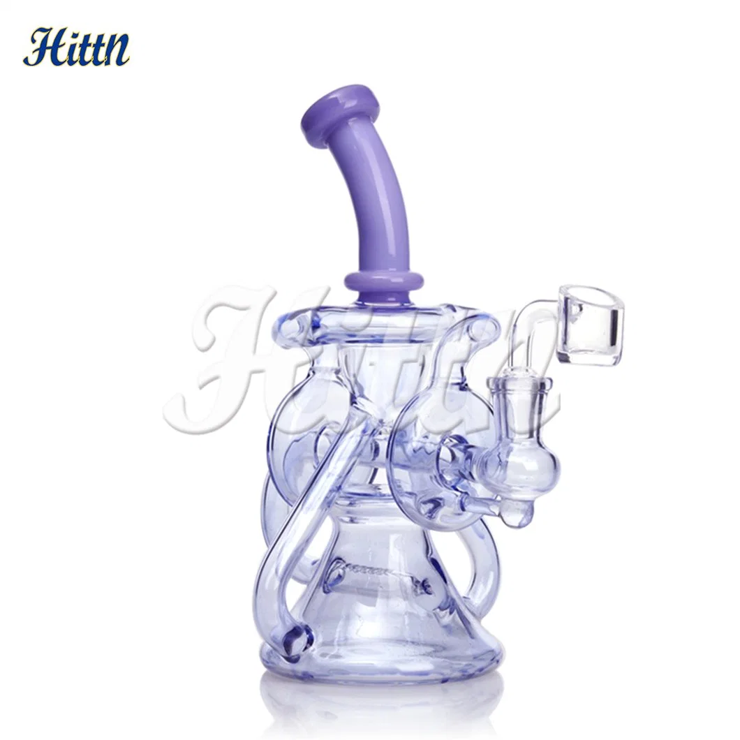 Wholesaler 8.7 Inches One Hitter Oil DAB Rig Recycler Shisha Hookah Tobacco Glass Recycling Water Pipes