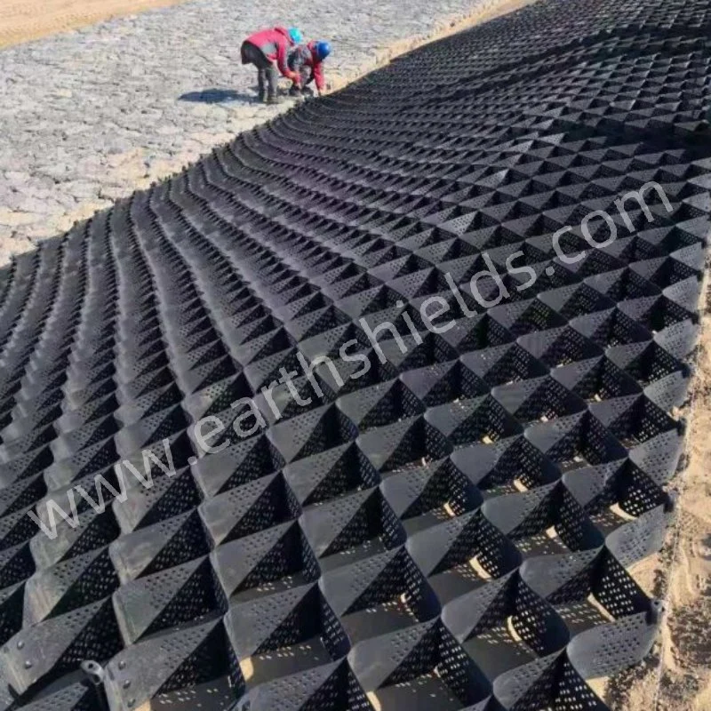 HDPE Geocell Gravel Road Highway Gravel Driveway Black HDPE Drain Drainage Cell