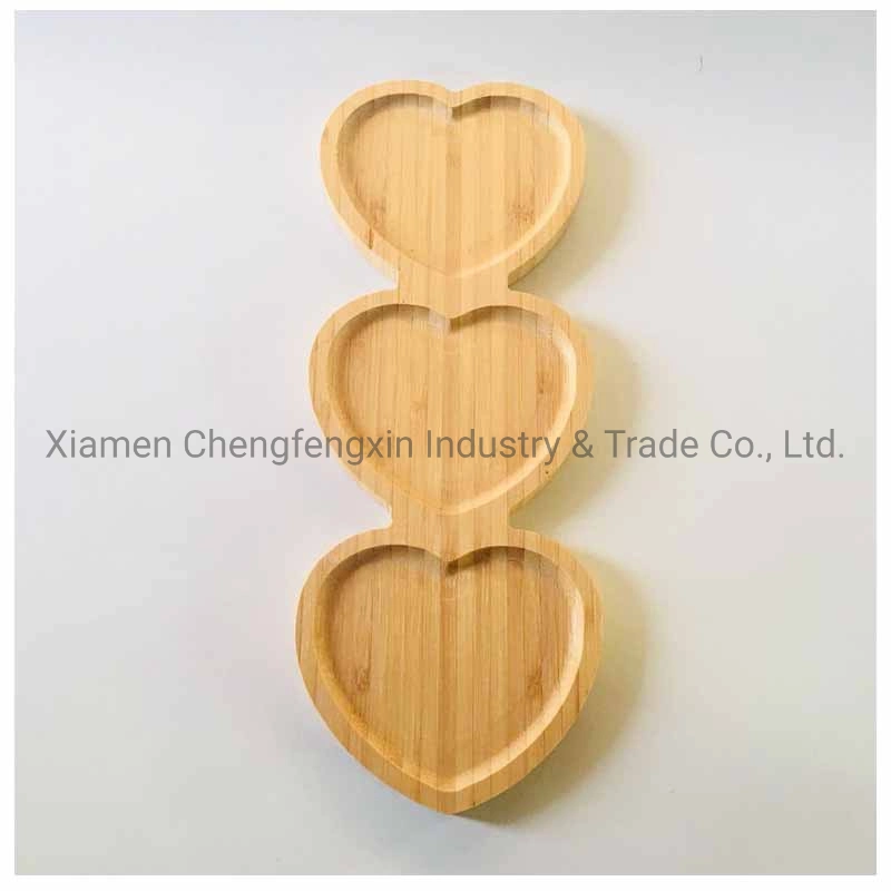 Bamboo Snack Bread Fruit Serving Tray Love Heart Shaped Bamboo Serving Tray Plate