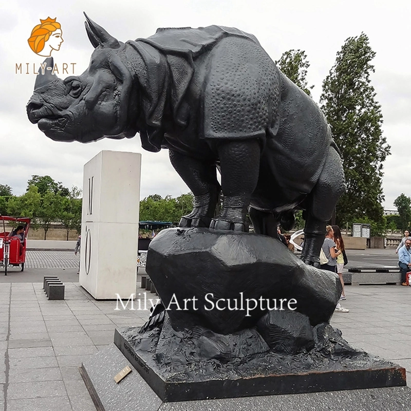 Metall Kupfer Dekoration Große Lebensgroße Rhino Statue Bronze Rhinoceros Skulptur Tier