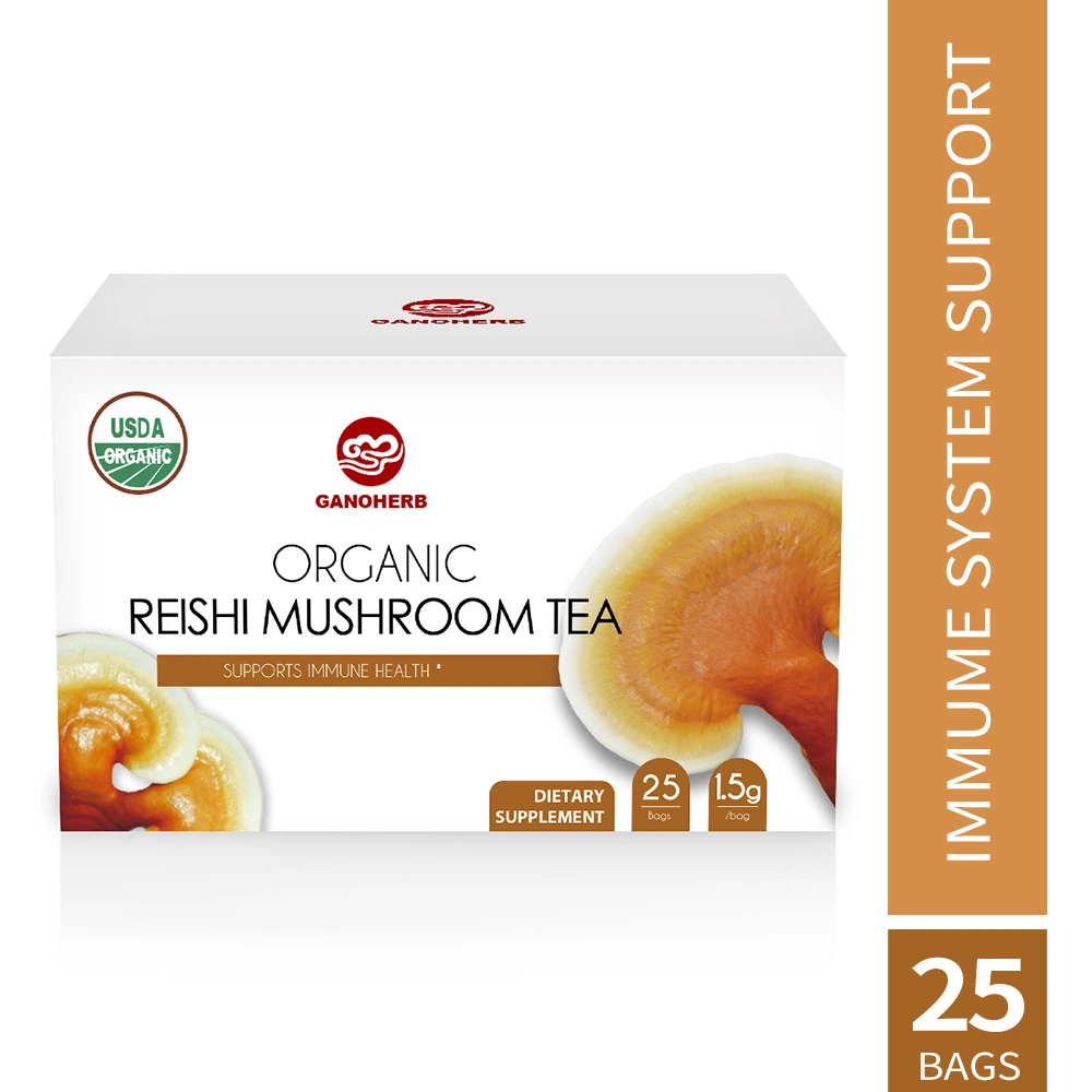 USDA органический Ganoderma lucidum Mushroom Lingzhi Зеленый чай мешок Instant Детокс-чай с травяным здоровьем