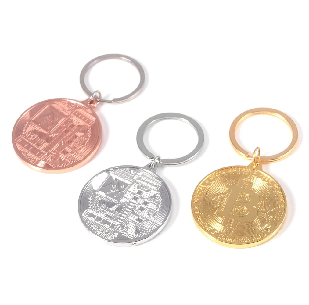 China Fabricante Custom Logo Metal Colgante recuerdo regalo Bitcoin Keychain Encantos