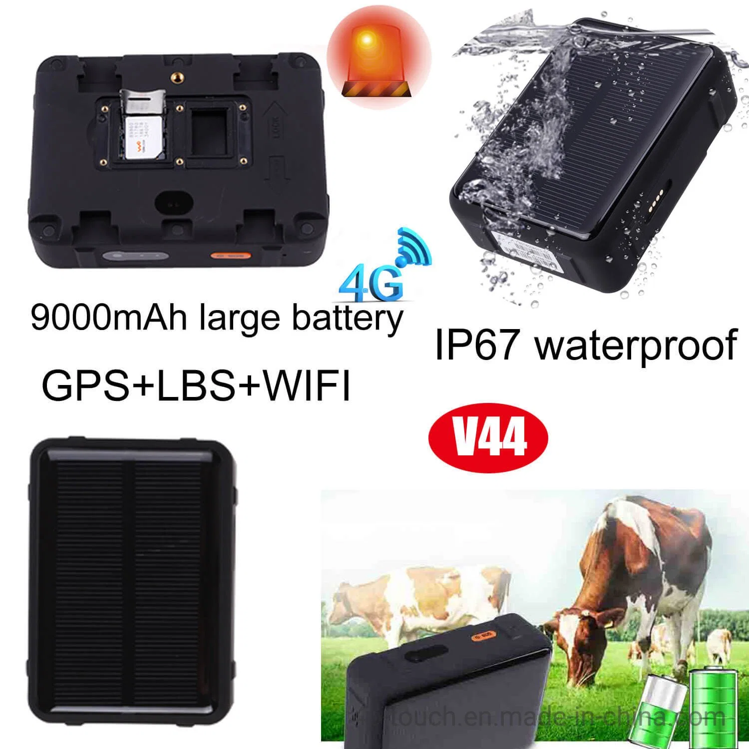 New Launched 2G IP67 Waterproof Sheep Cow Cattle Horse Mini Tracker GPS with Solar Power with Large Battery Capacity V34