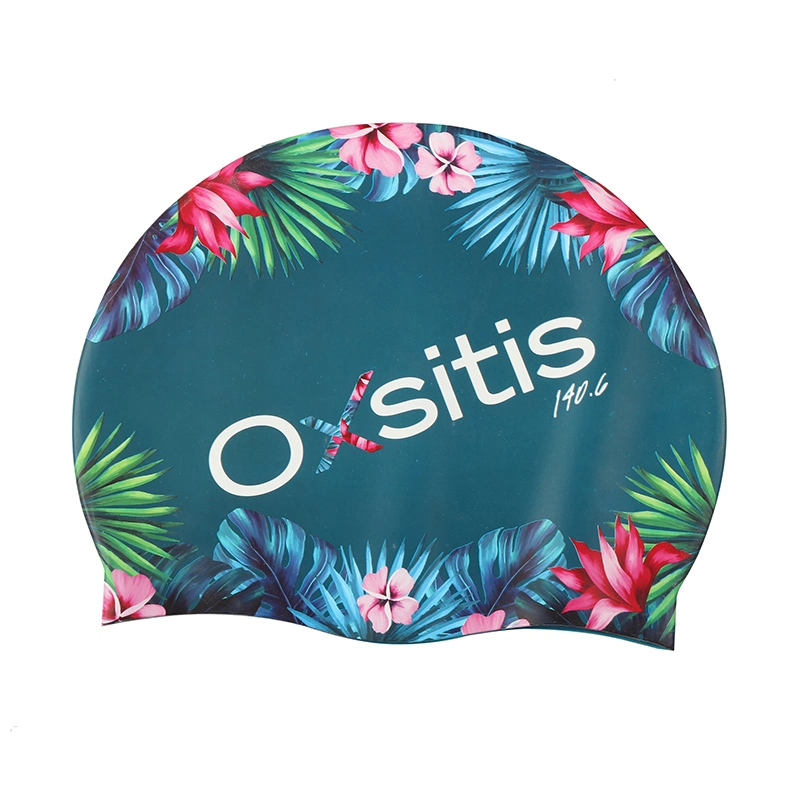 Oxsitis Silicone Swim Cap with Full Printing for Women