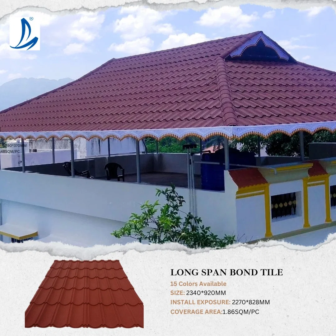 India Decorative Corrugated Aluminum Zinc Stone Coated Metal Roof Tiles for Resort