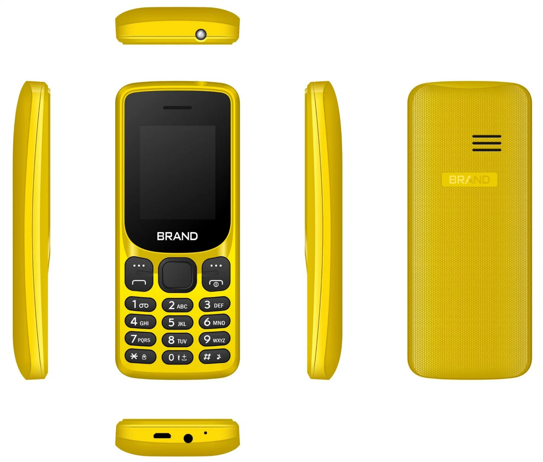 Couleur jaune 2g Big Button Phone OEM ODM Prix d'usine Téléphone portable pour personnes âgées