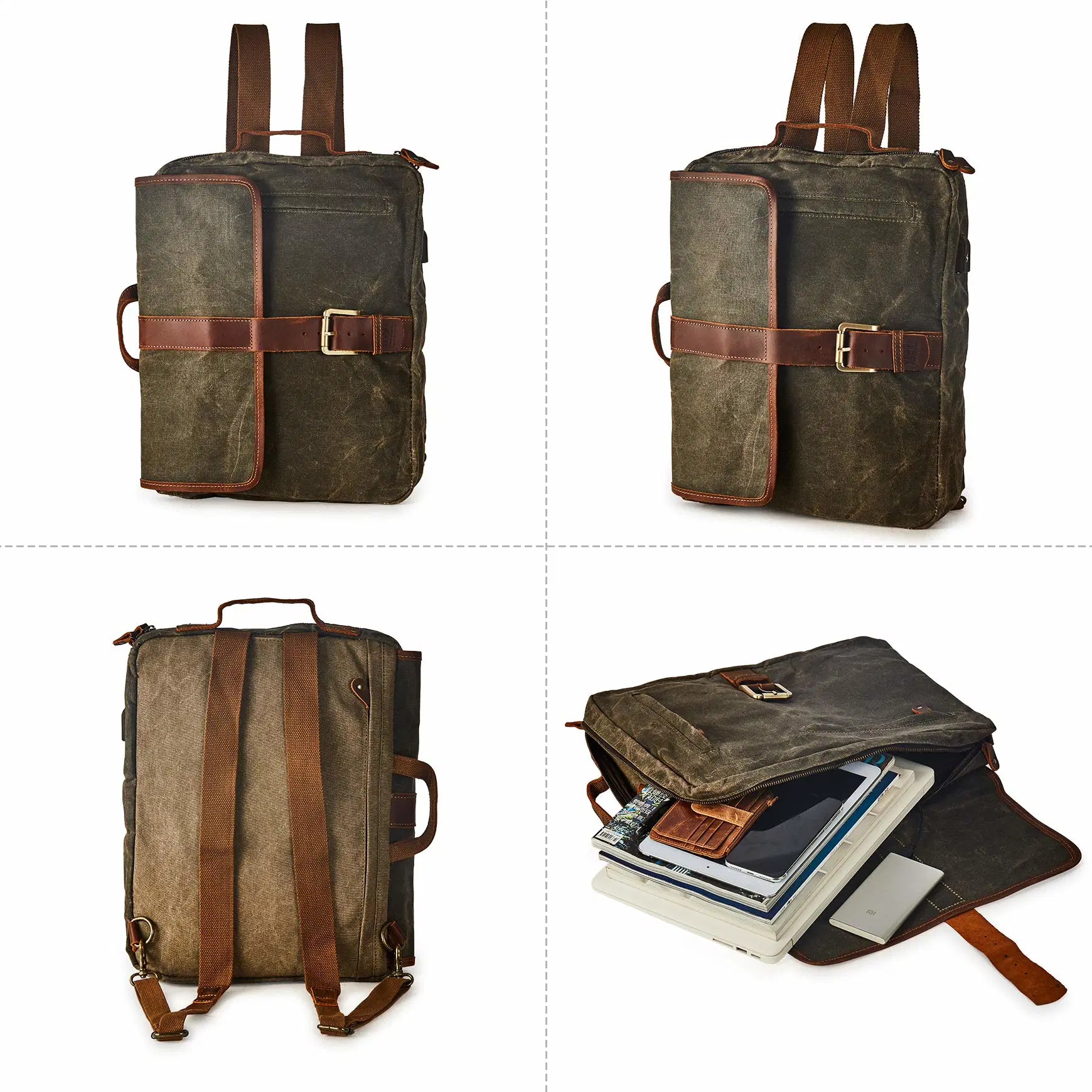 Manufacturer Durable Canvas Student Bag Retro Rucksack Canvas Backpack for Men