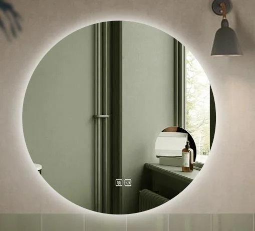 Bathroom Mirror LED Illuminated Round Lighted Vanity Makeup Wall Mounted Lights Cosmetic with Touch Switch Demister Pad