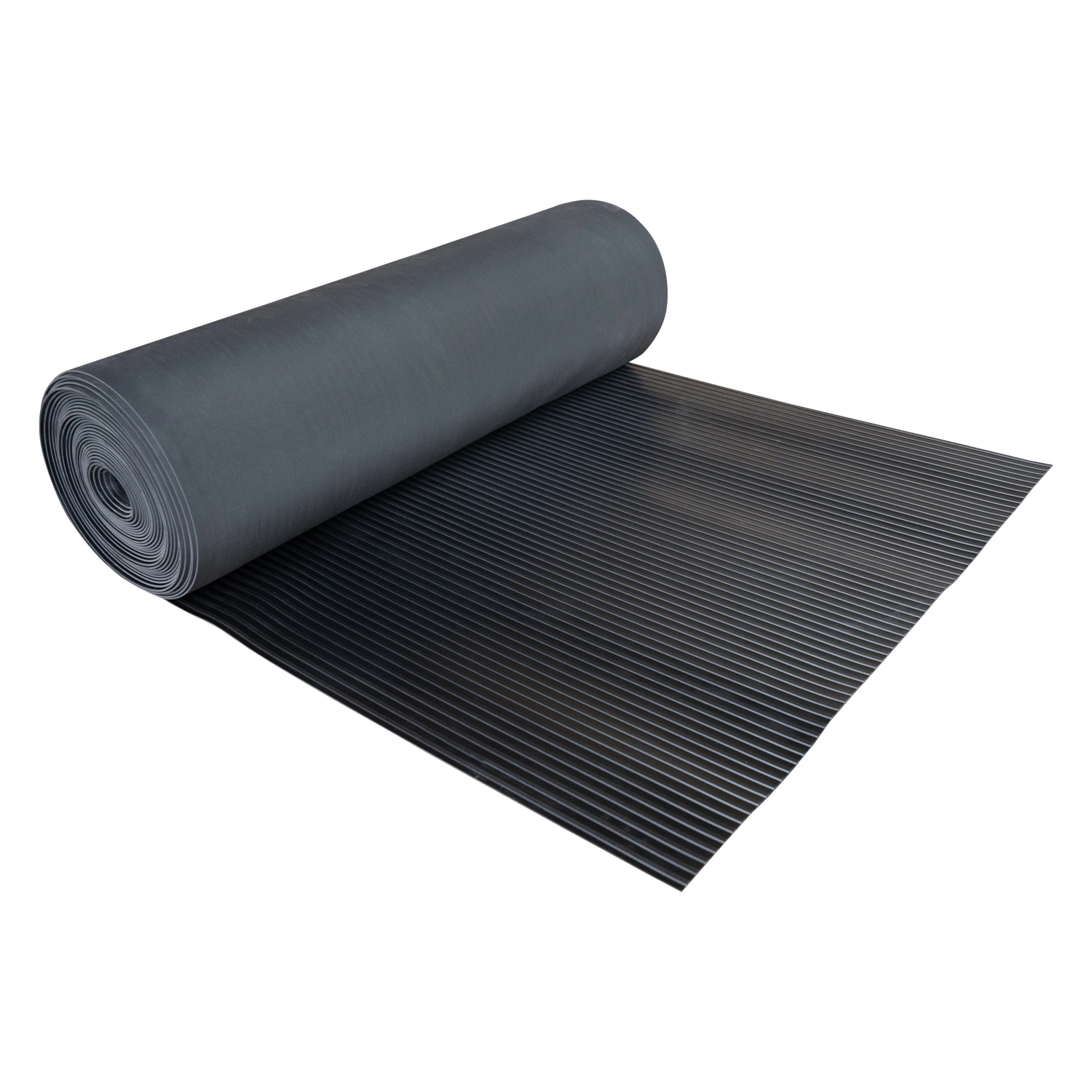 Black Extra Width Wide Ribbed Pattern Mat