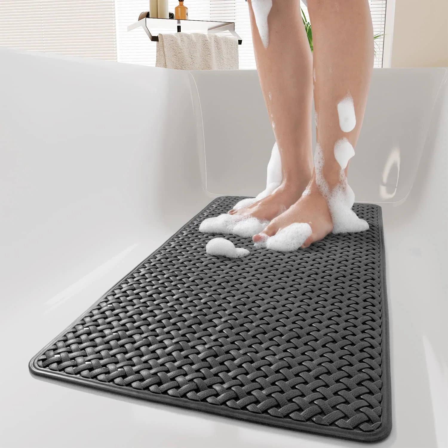 Non-Slip with Suction Cups Drain Holes Machine Washable Shower 14"X27" Bathtub Mat