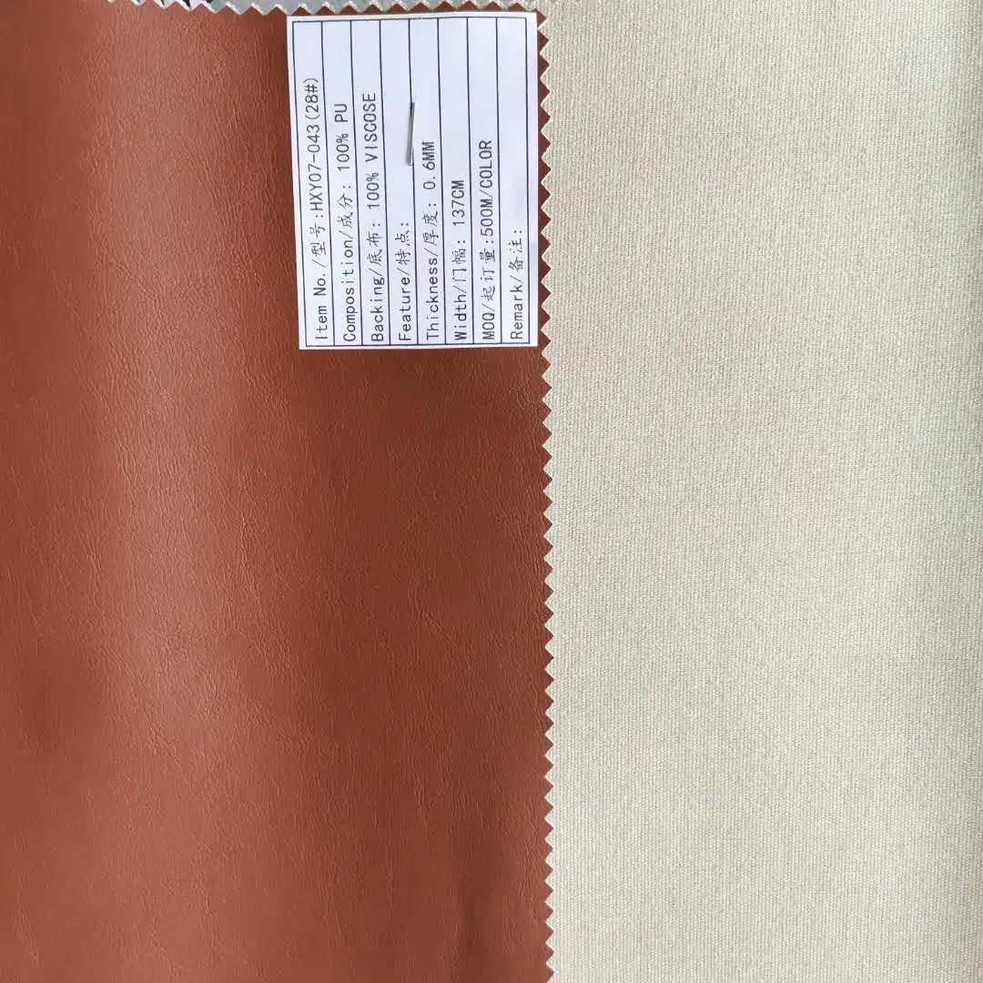 Manufacturer High quality/High cost performance Synthetic PU Leather Fabric with Viscose Backing Fabric for Garment