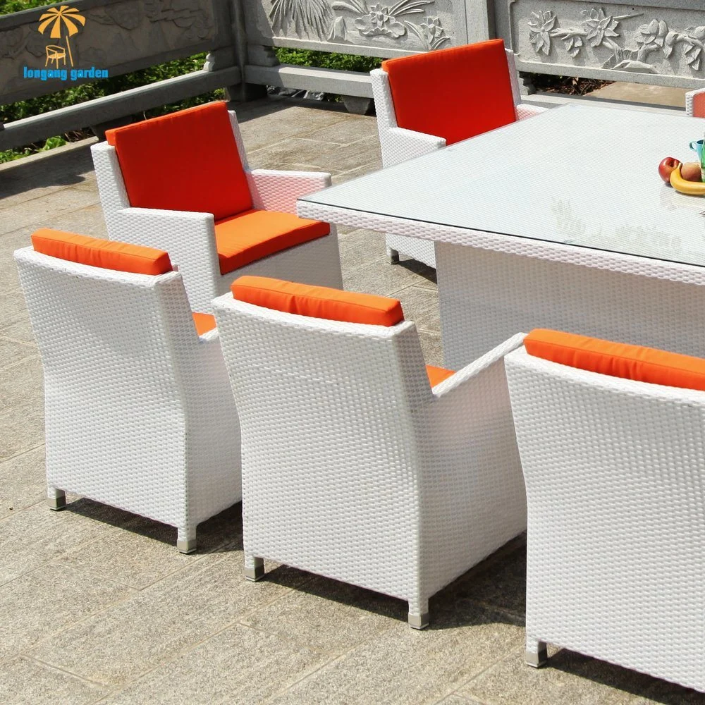 Modern Hot Selling Outdoor Vine Weaving Technology Courtyard Terrace 8 Person Dining Table and Chair Garden Furniture