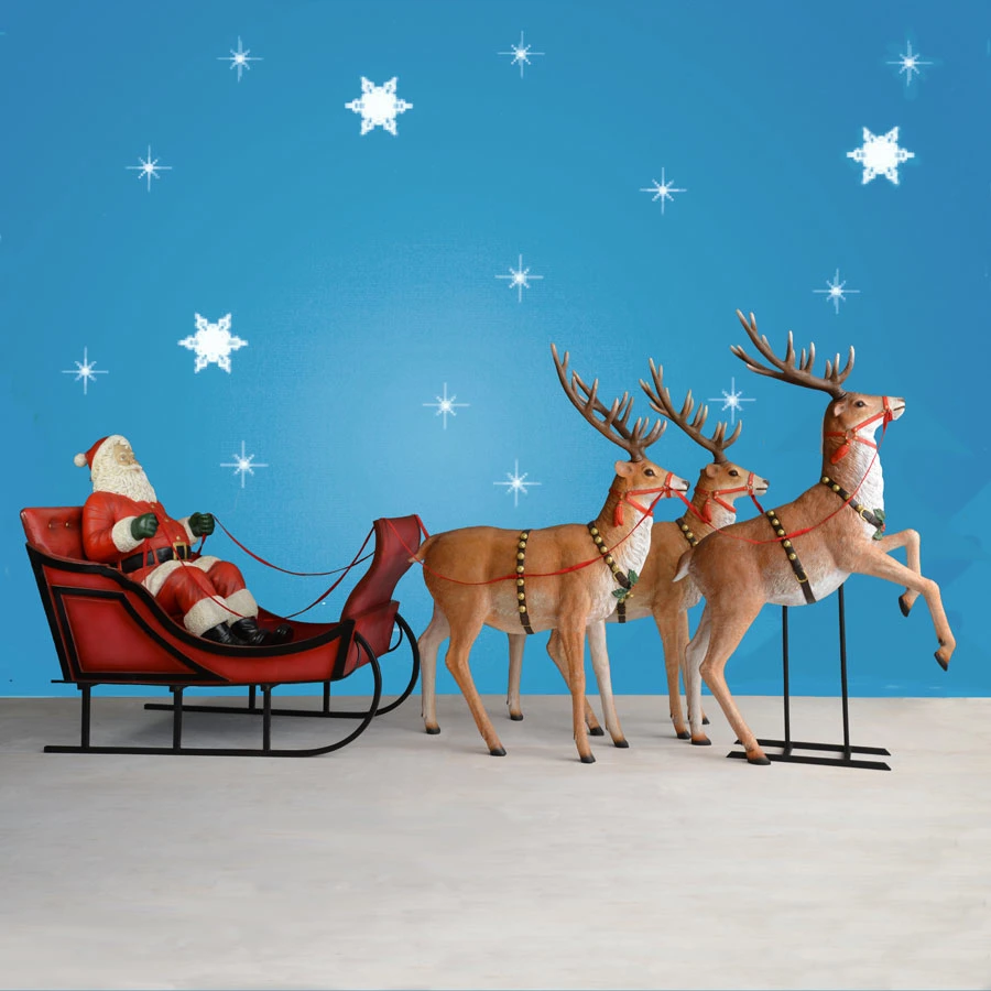 Outdoor LED Metal Christmas Reindeer Sleigh Decoration for New Year