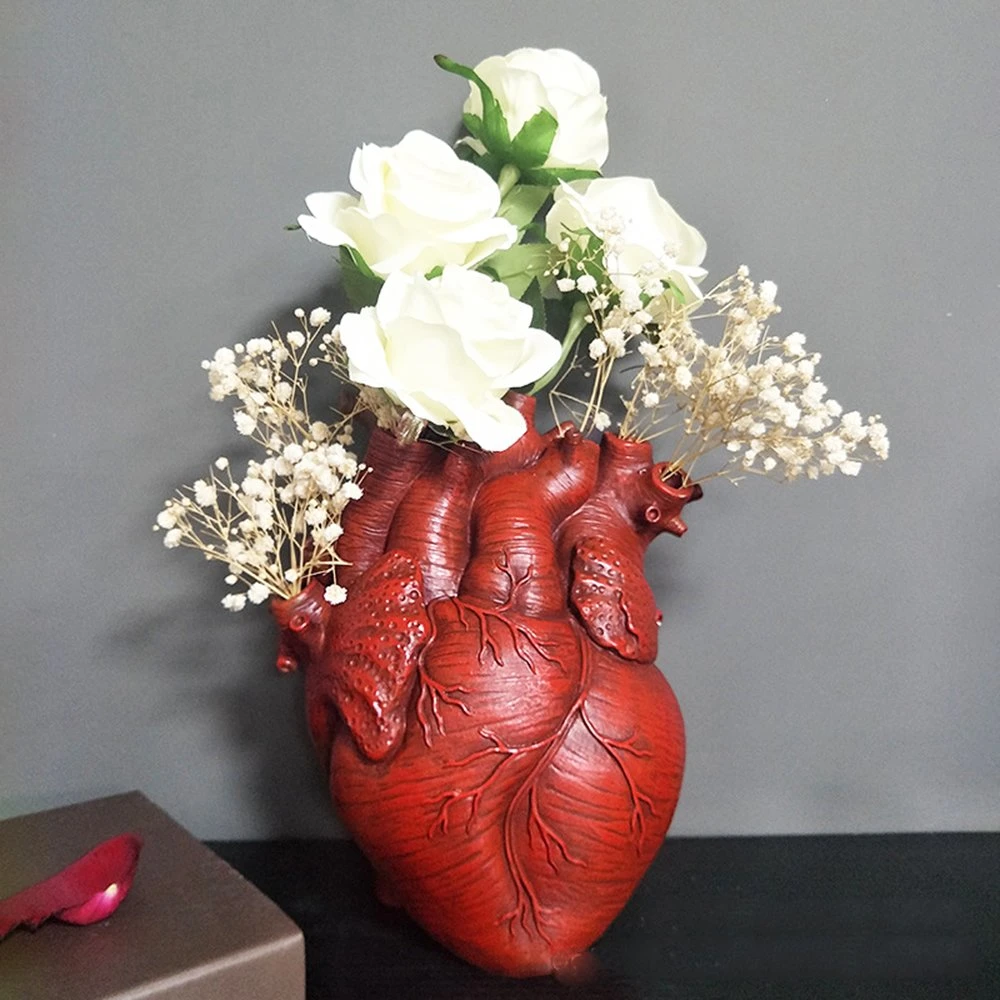 Customized Flower Pot Anatomical Heart Vase Decorative Resin Planter Accessories