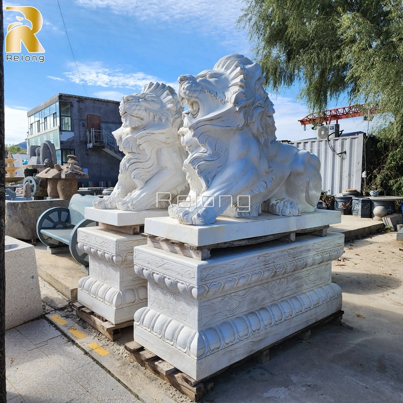 Natural Marble Animal Garden Decoration High Quality a-Grade Marble Lion Estátua de pedra para a venda