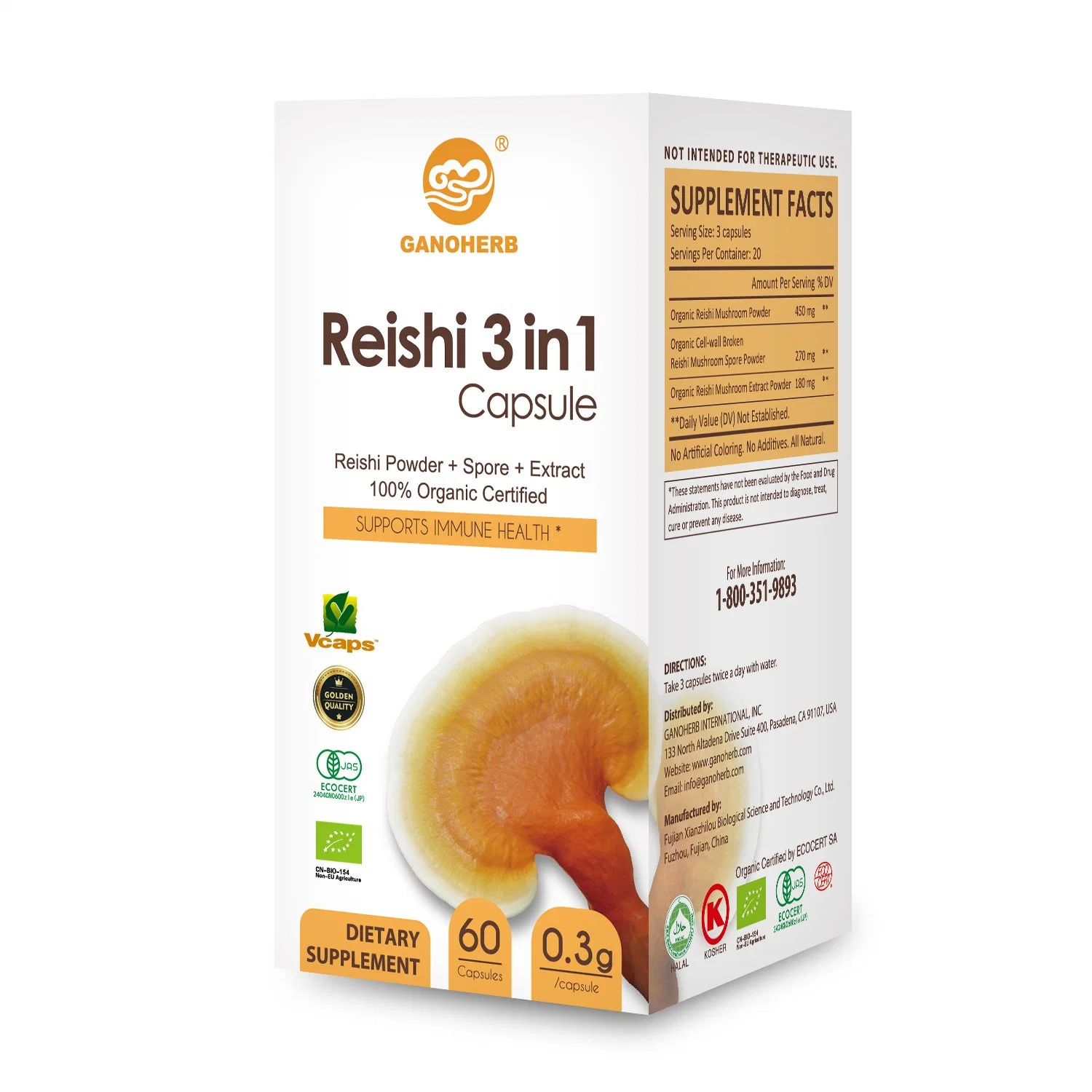 100% orgánicos mejor Wholesale Reishi cápsula la cápsula de seta Reishi