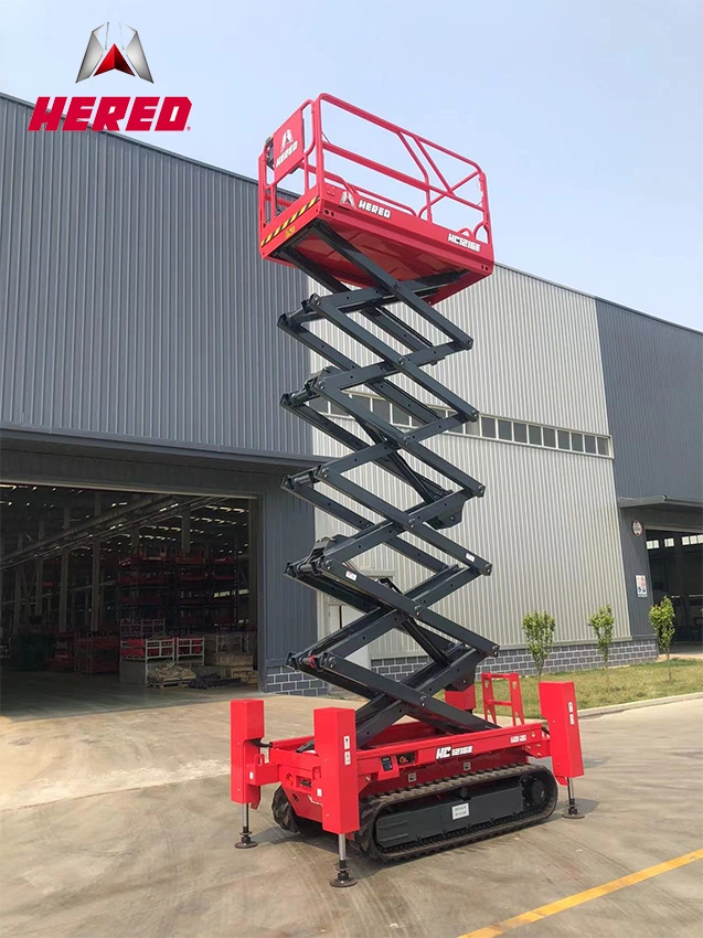 Hered 14m Crawler Scissor Lift Hydraulic Rough Terrain Aerial Work Platform