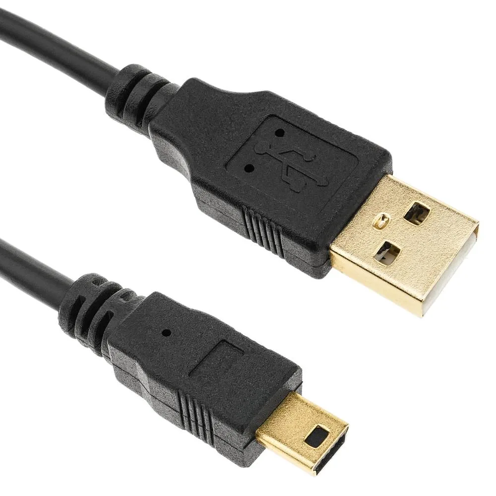 Factory Wholesale USB Charger Cable AM-Mini 5 Pin M Gold Plated with 2 Ferrites 0.2m 1m 1.8m 3m 5m 10m